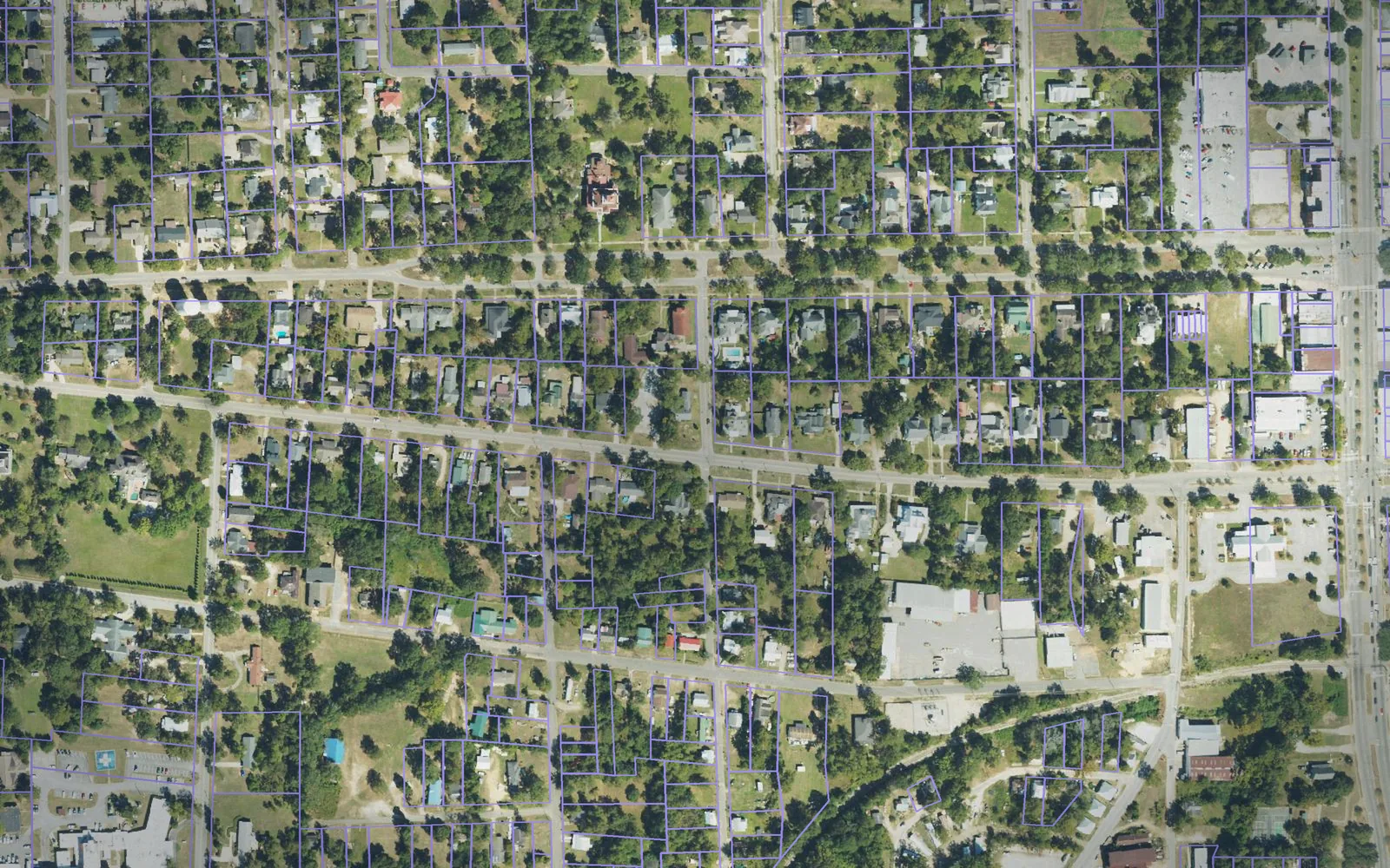 Parcel boundaries over aerial imagery of Barbour County, Alabama
