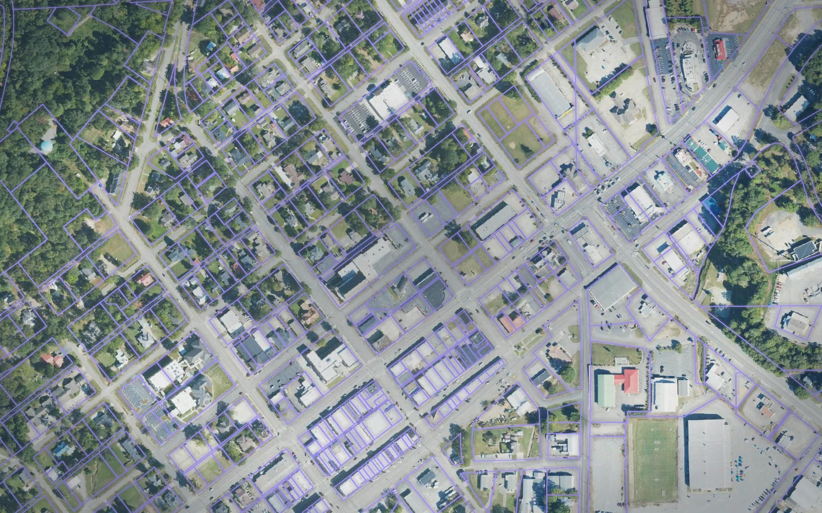 Parcel boundaries over aerial imagery of Blount County, Alabama