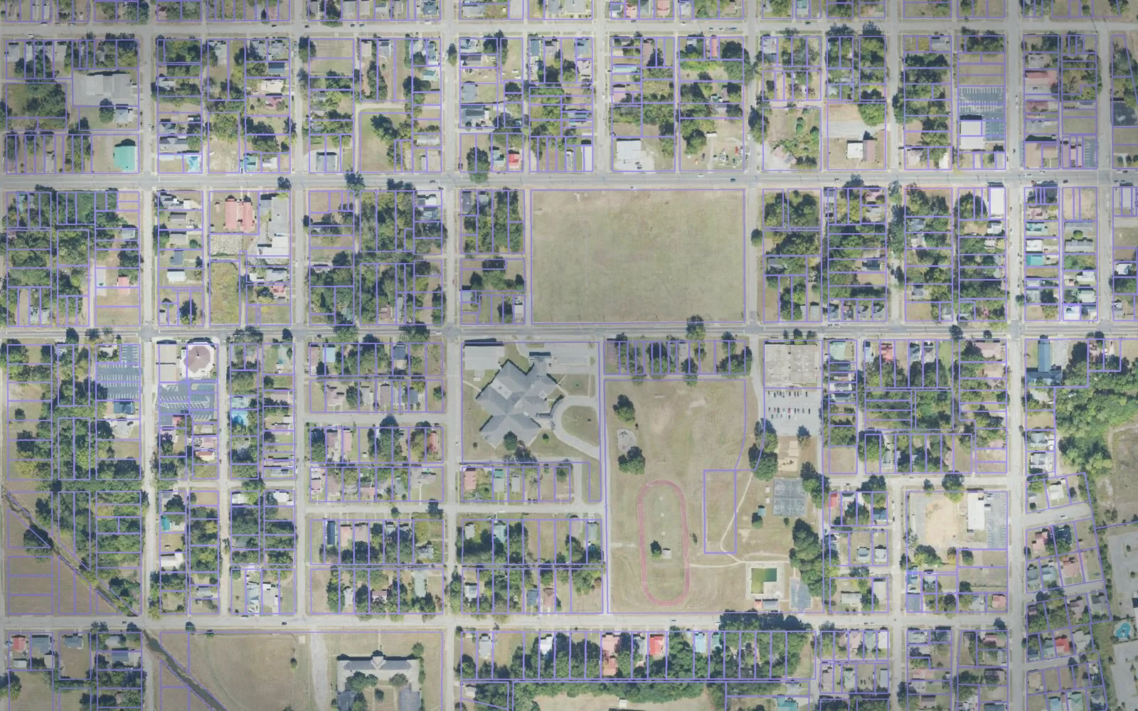 Parcel boundaries over aerial imagery of Calhoun County, Alabama