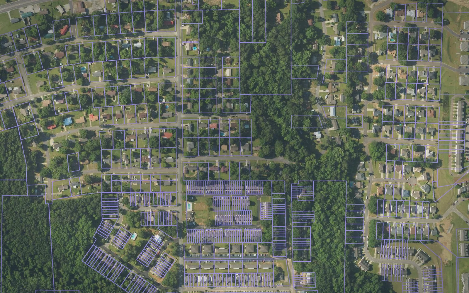 Parcel boundaries over aerial imagery of Coffee County, Alabama