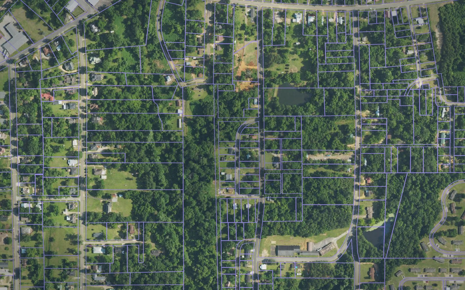 Parcel boundaries over aerial imagery of Conecuh County, Alabama