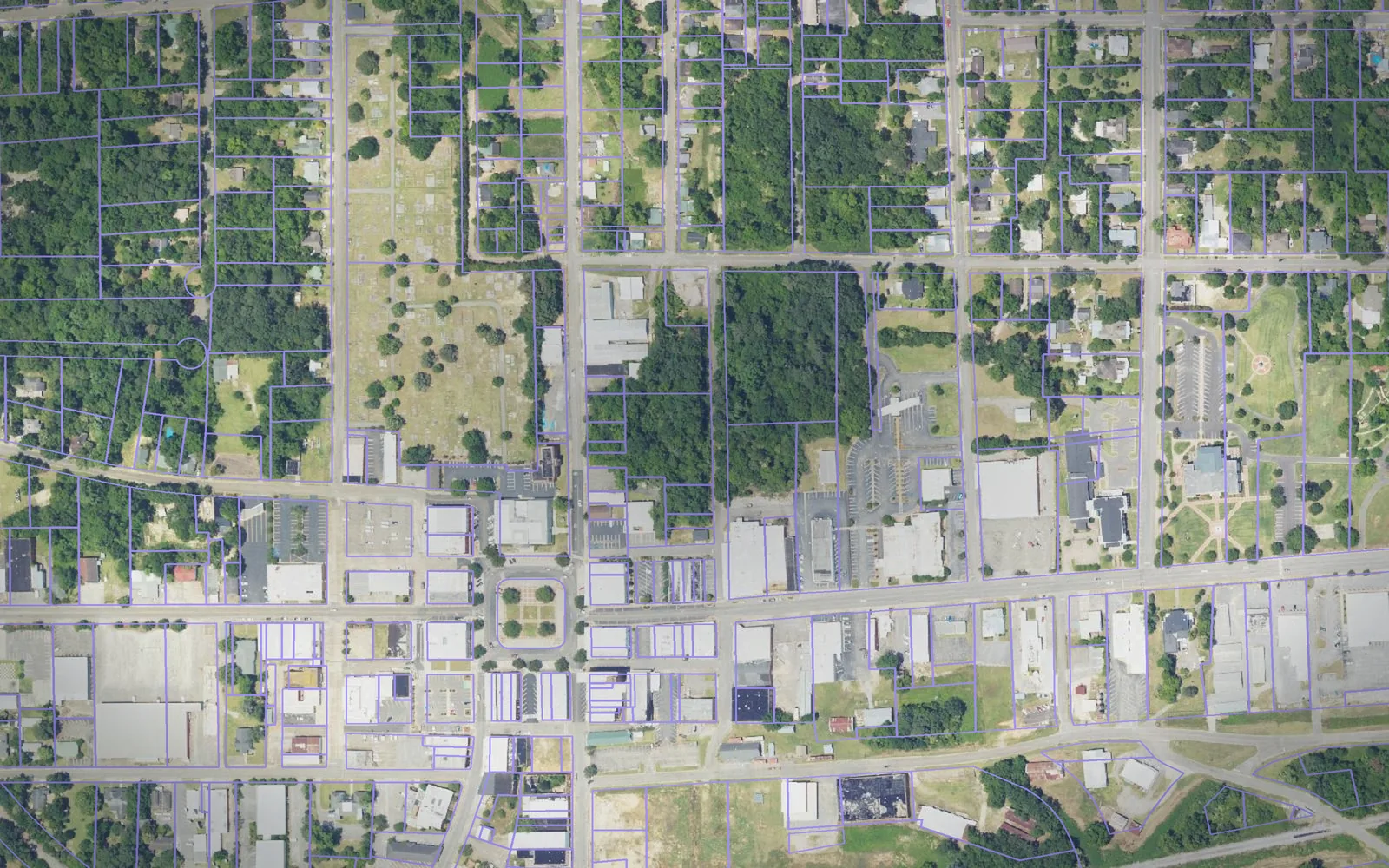 Parcel boundaries over aerial imagery of Covington County, Alabama