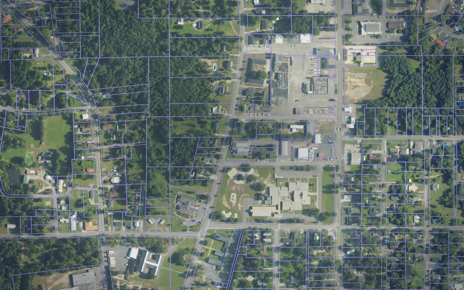 Parcel boundaries over aerial imagery of Escambia County, Alabama