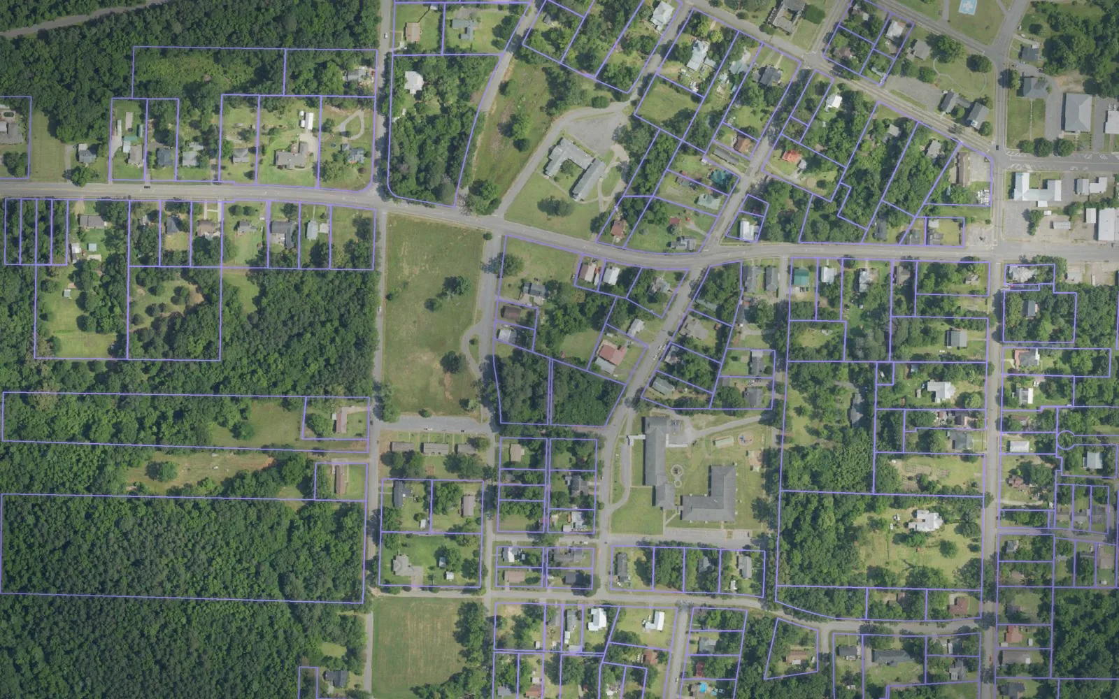 Parcel boundaries over aerial imagery of Greene County, Alabama