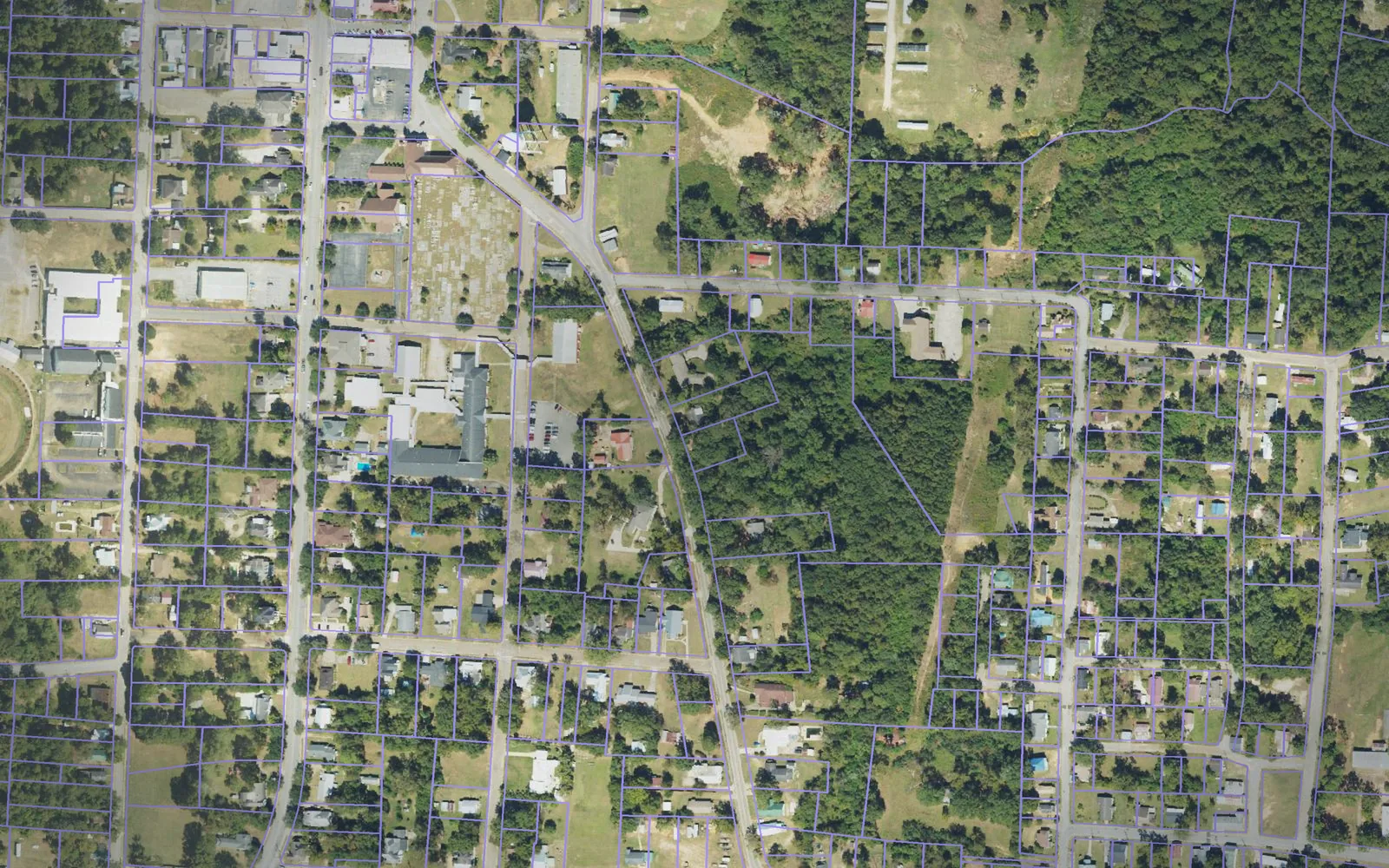 Parcel boundaries over aerial imagery of Henry County, Alabama