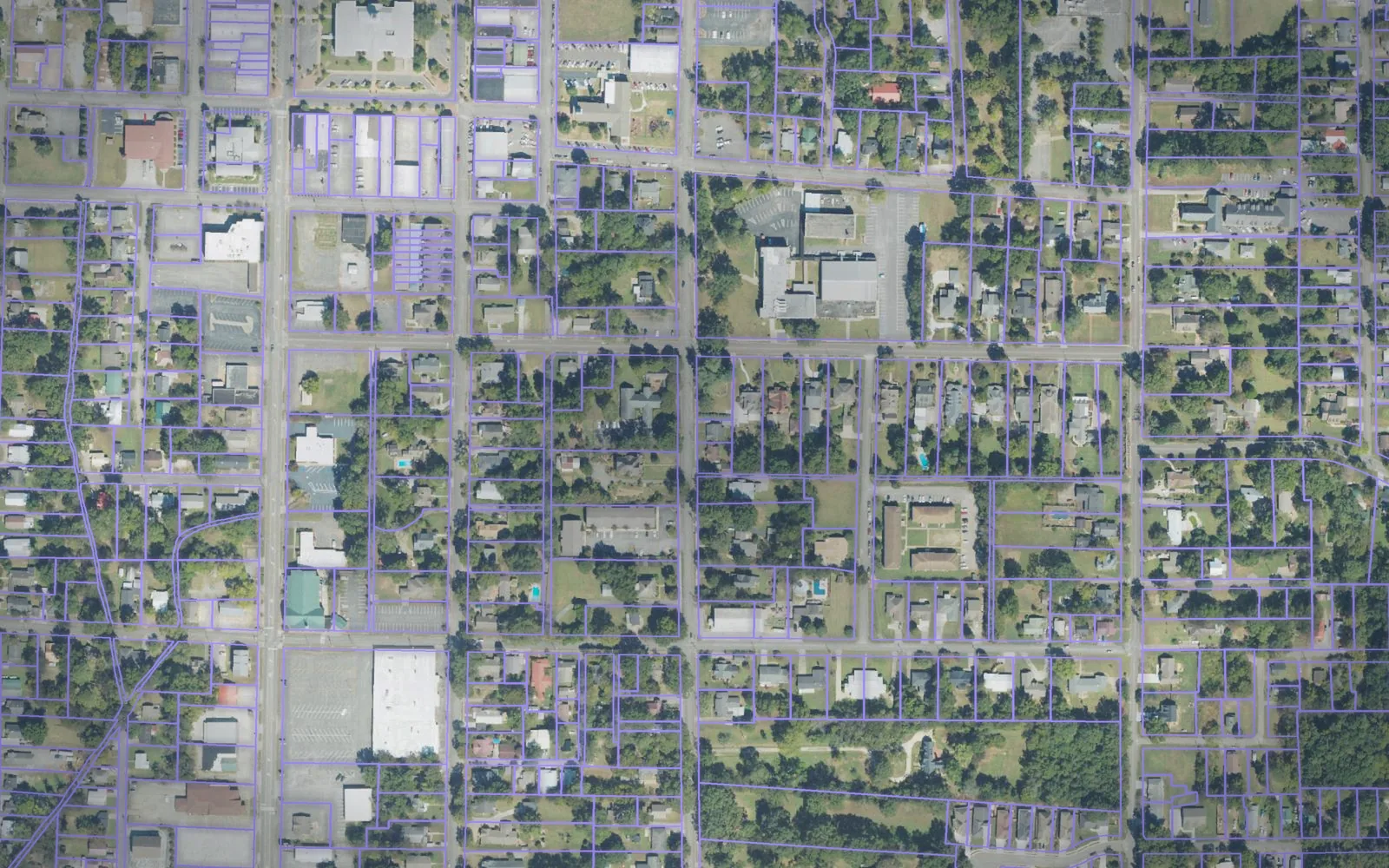 Parcel boundaries over aerial imagery of Jackson County, Alabama