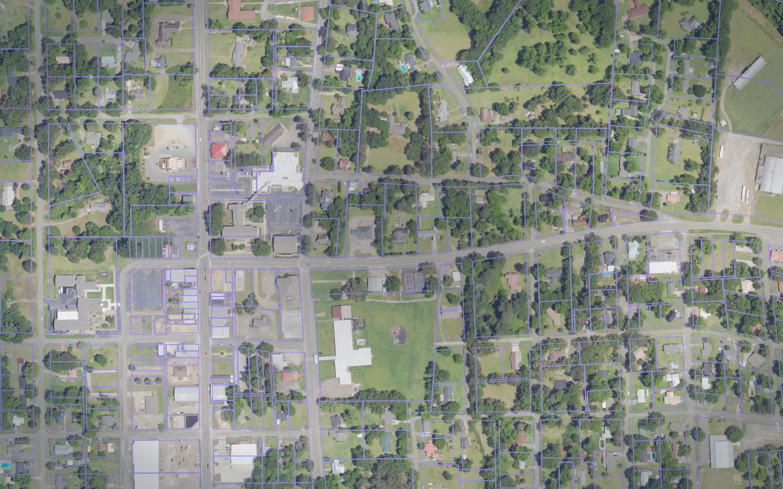 Parcel boundaries over aerial imagery of Marengo County, Alabama