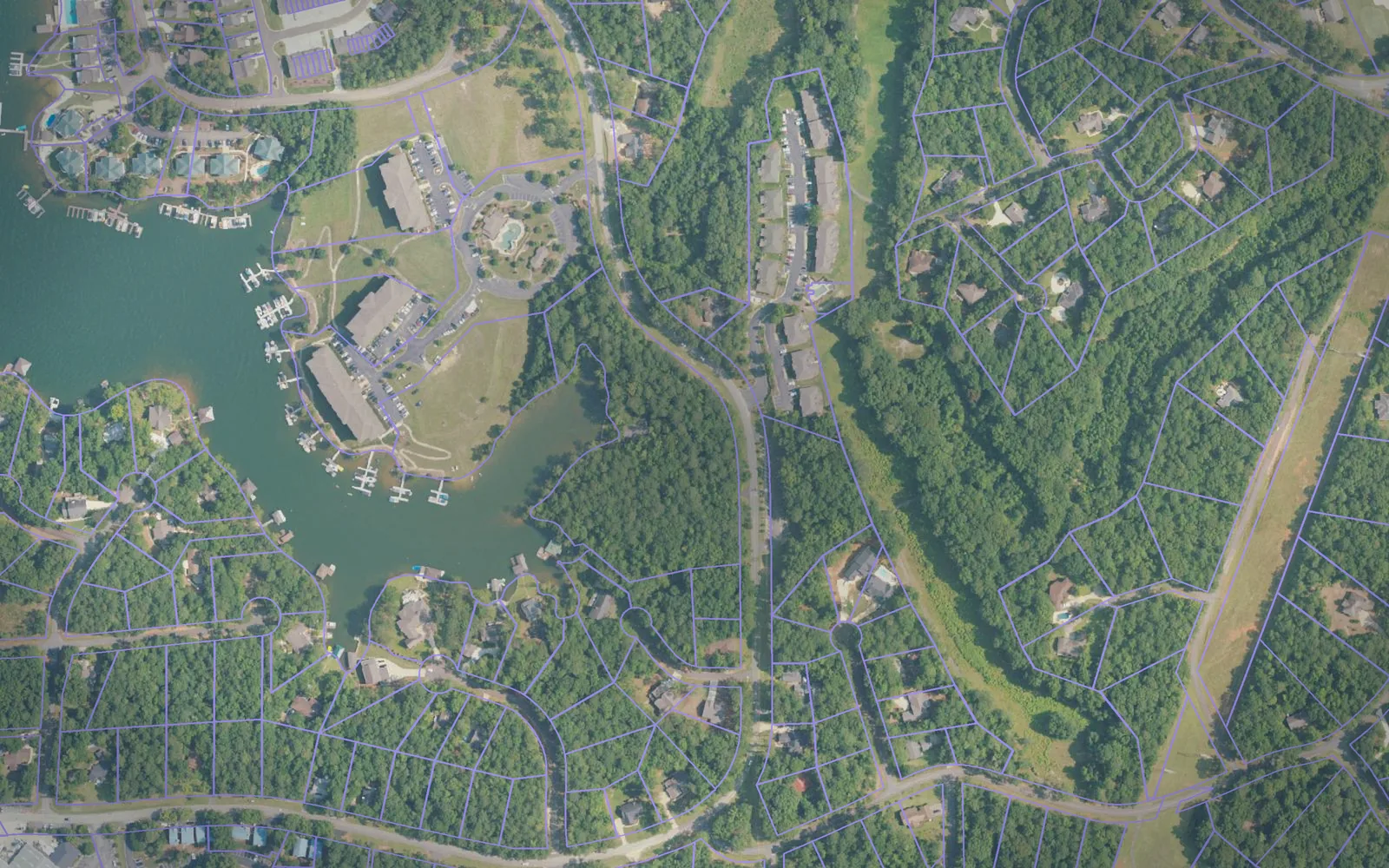 Parcel boundaries over aerial imagery of Tallapoosa County, Alabama