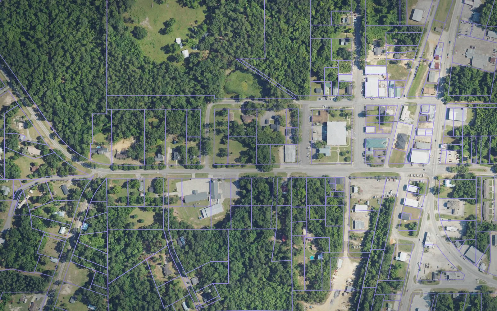 Parcel boundaries over aerial imagery of Washington County, Alabama