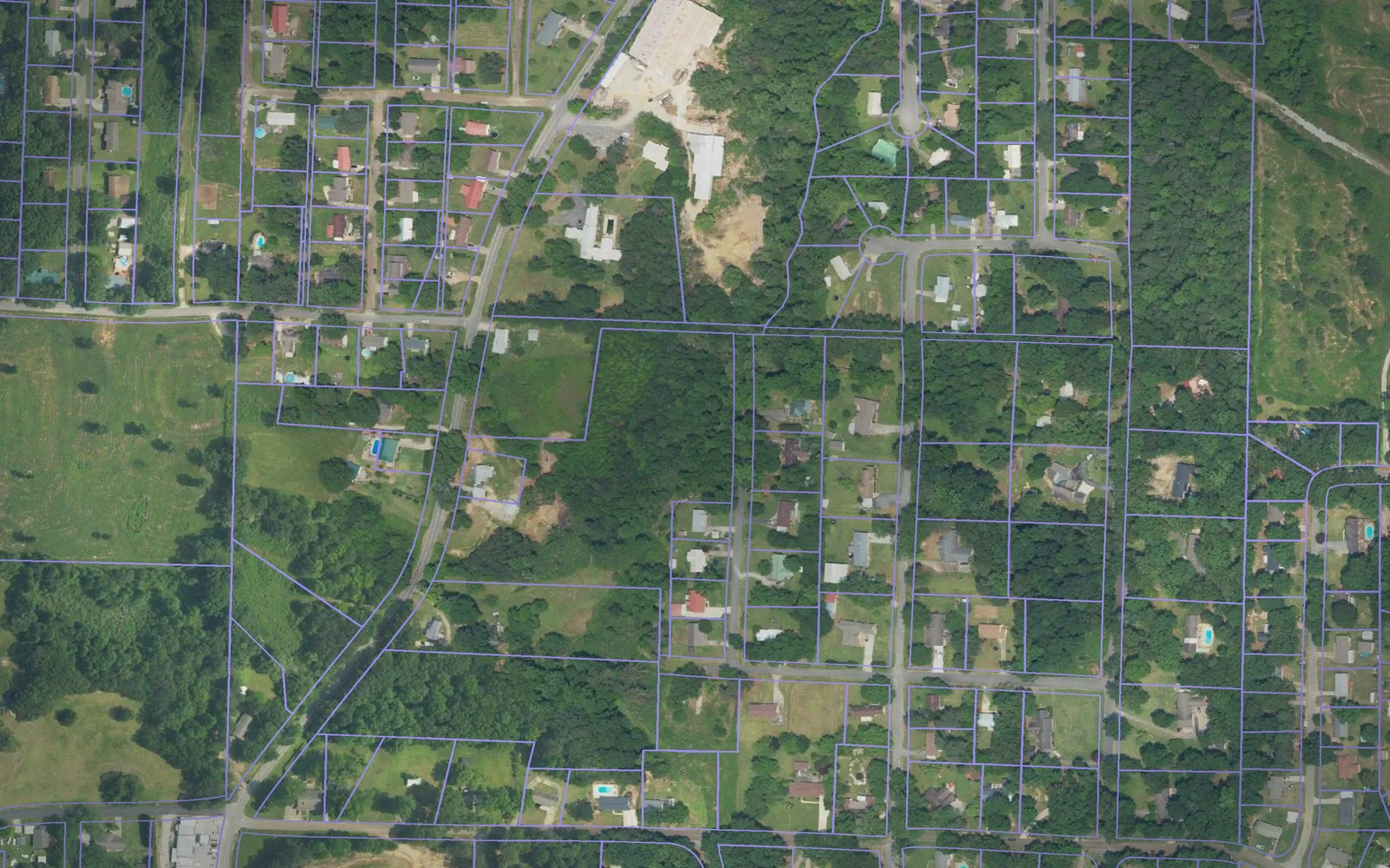 Parcel boundaries over aerial imagery of Winston County, Alabama