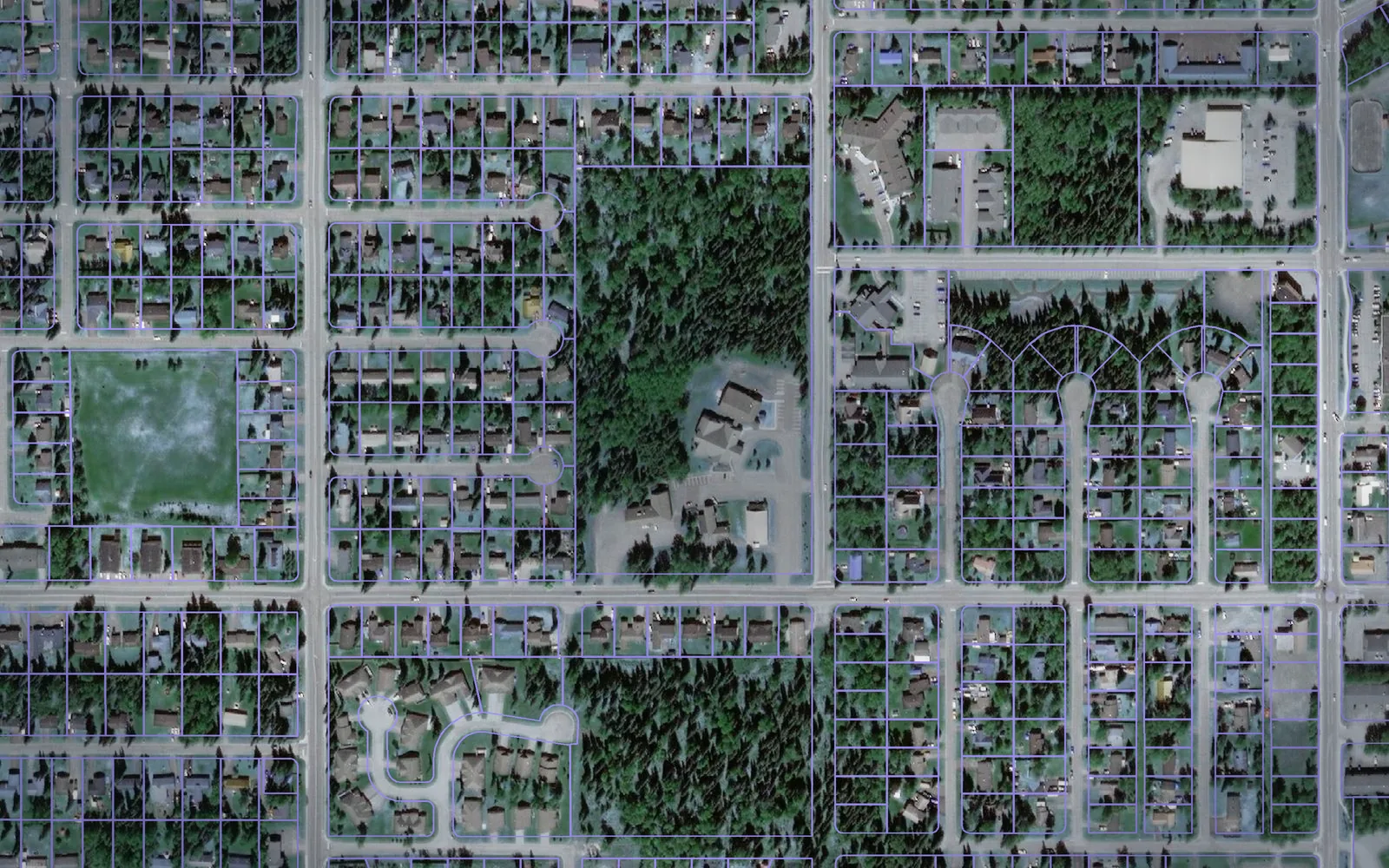 Parcel boundaries over aerial imagery of Kenai Peninsula Borough, Alaska