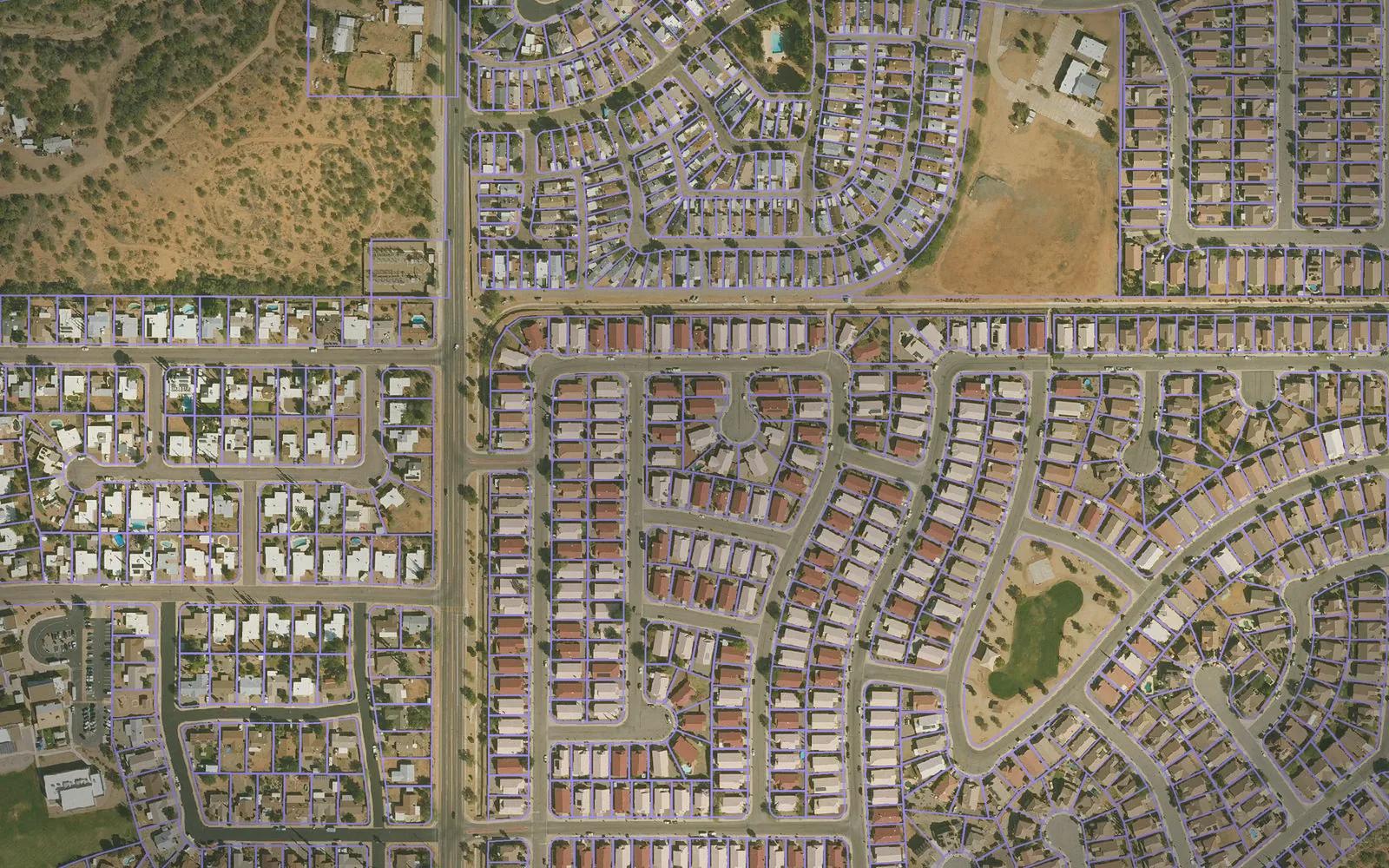 Parcel boundaries over aerial imagery of Cochise County, Arizona