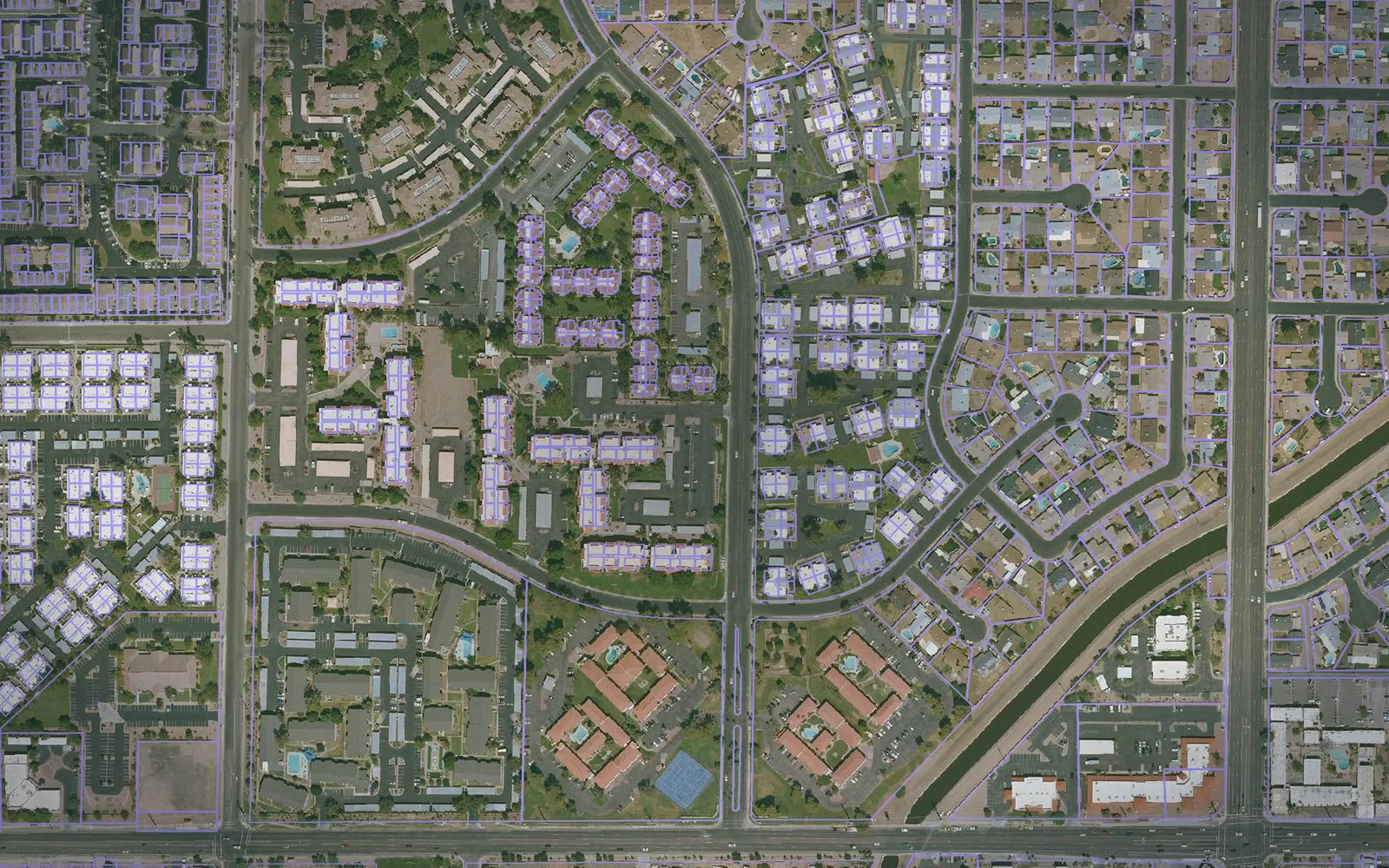 Parcel boundaries over aerial imagery of Maricopa County, Arizona
