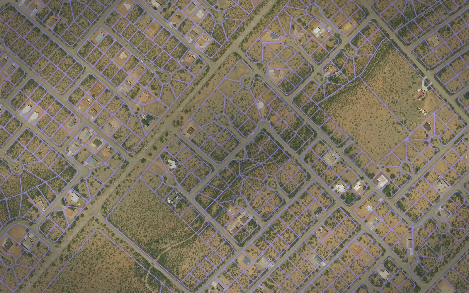 Parcel boundaries over aerial imagery of Santa Cruz County, Arizona