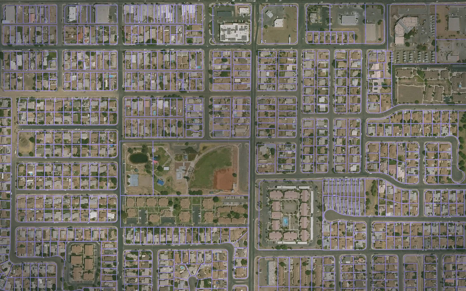 Parcel boundaries over aerial imagery of Yuma County, Arizona