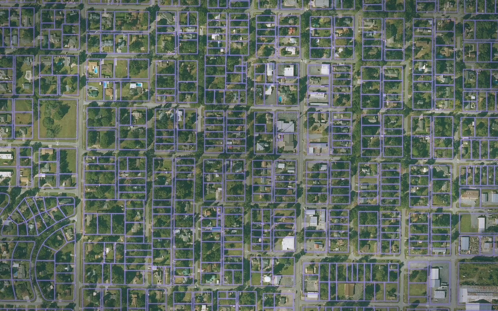 Parcel boundaries over aerial imagery of Arkansas County, Arkansas