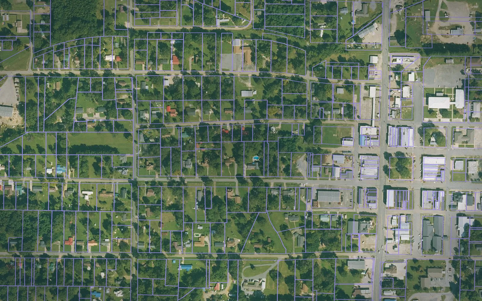 Parcel boundaries over aerial imagery of Ashley County, Arkansas