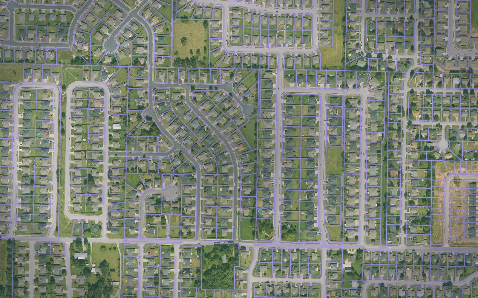 Parcel boundaries over aerial imagery of Benton County, Arkansas