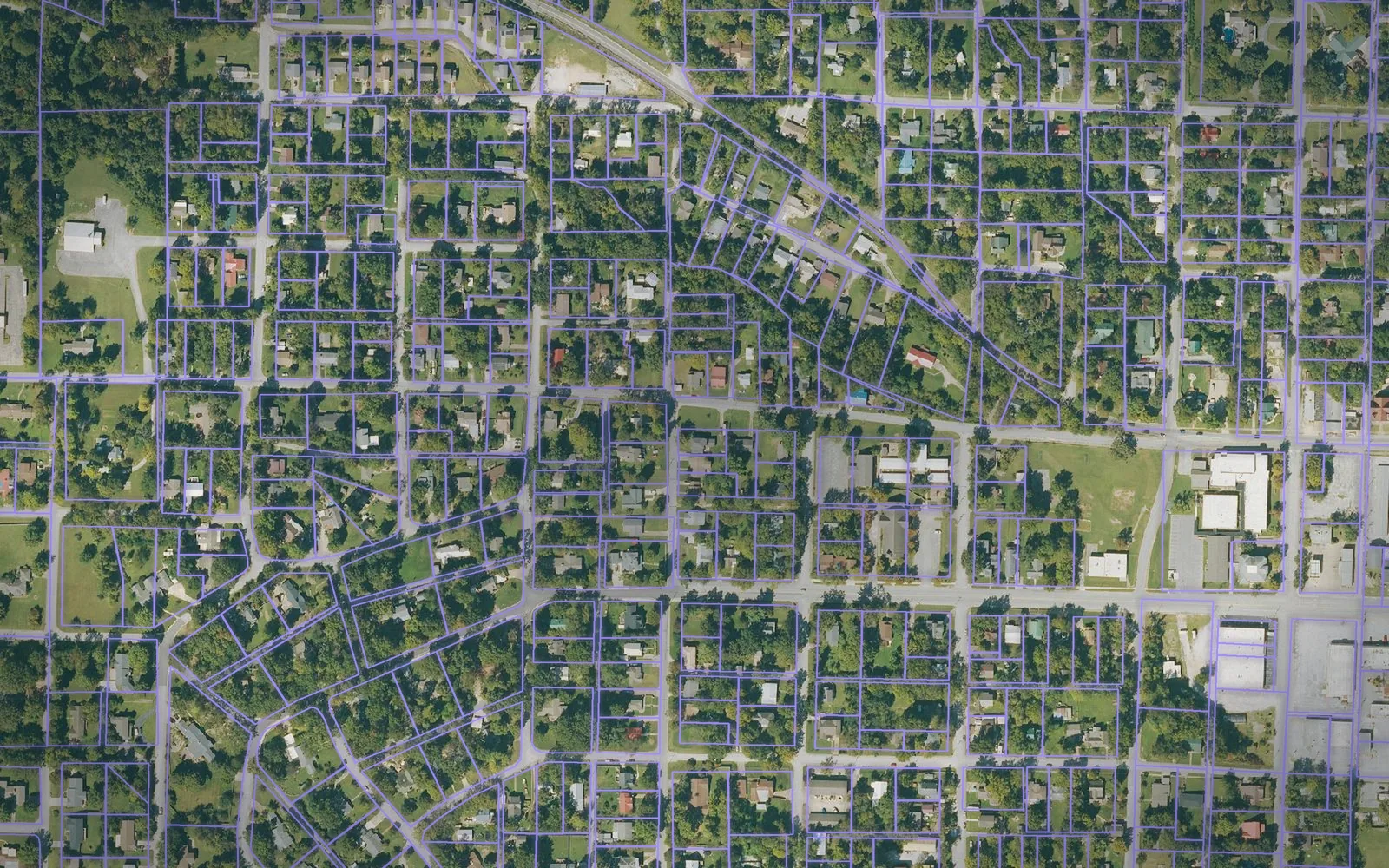 Parcel boundaries over aerial imagery of Boone County, Arkansas