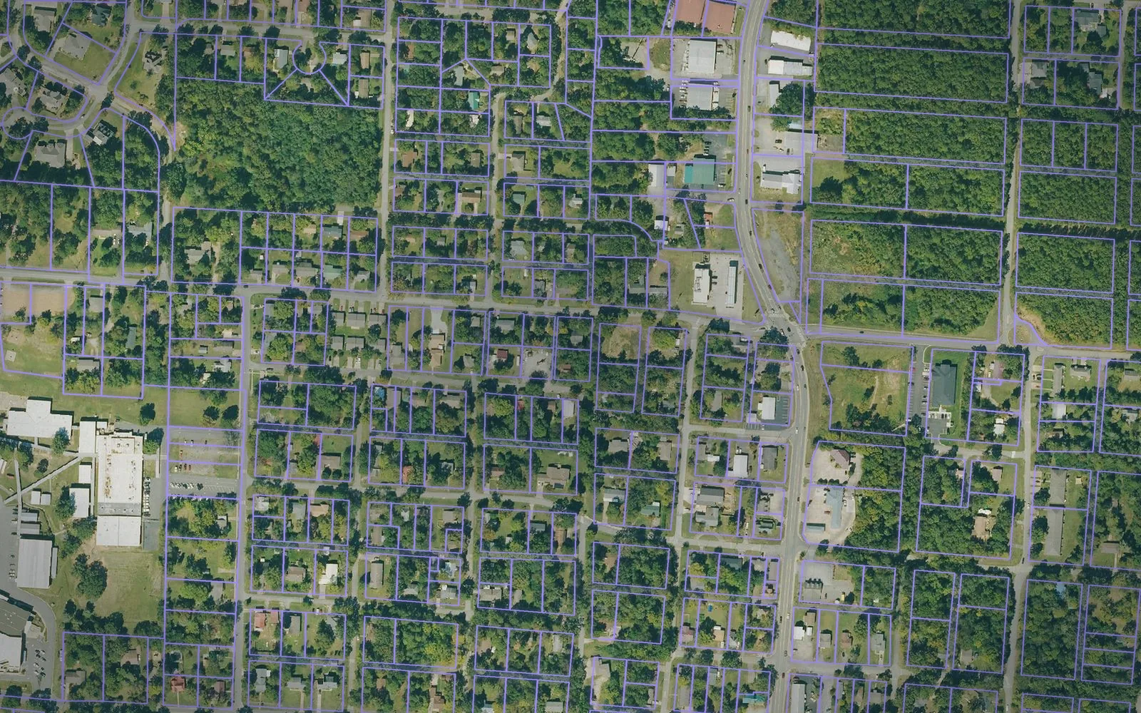 Parcel boundaries over aerial imagery of Cleburne County, Arkansas