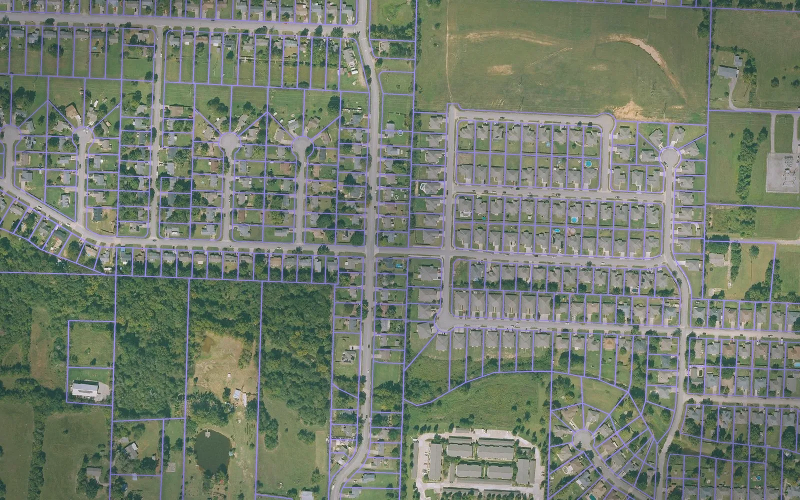 Parcel boundaries over aerial imagery of Crawford County, Arkansas