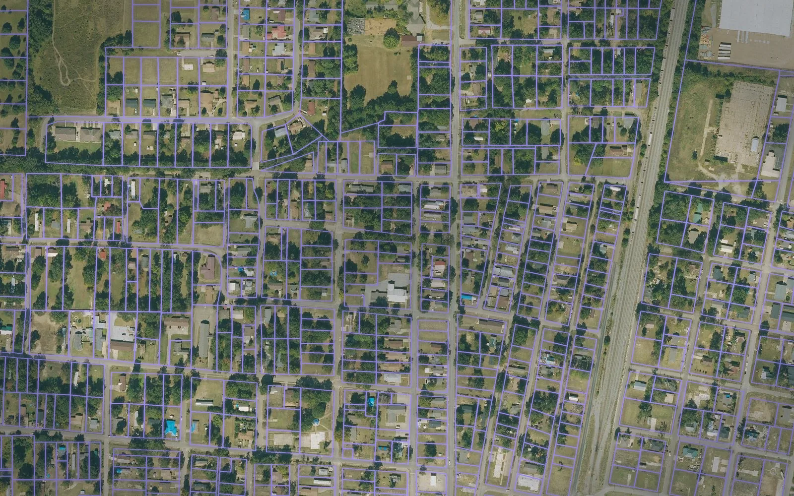 Parcel boundaries over aerial imagery of Cross County, Arkansas