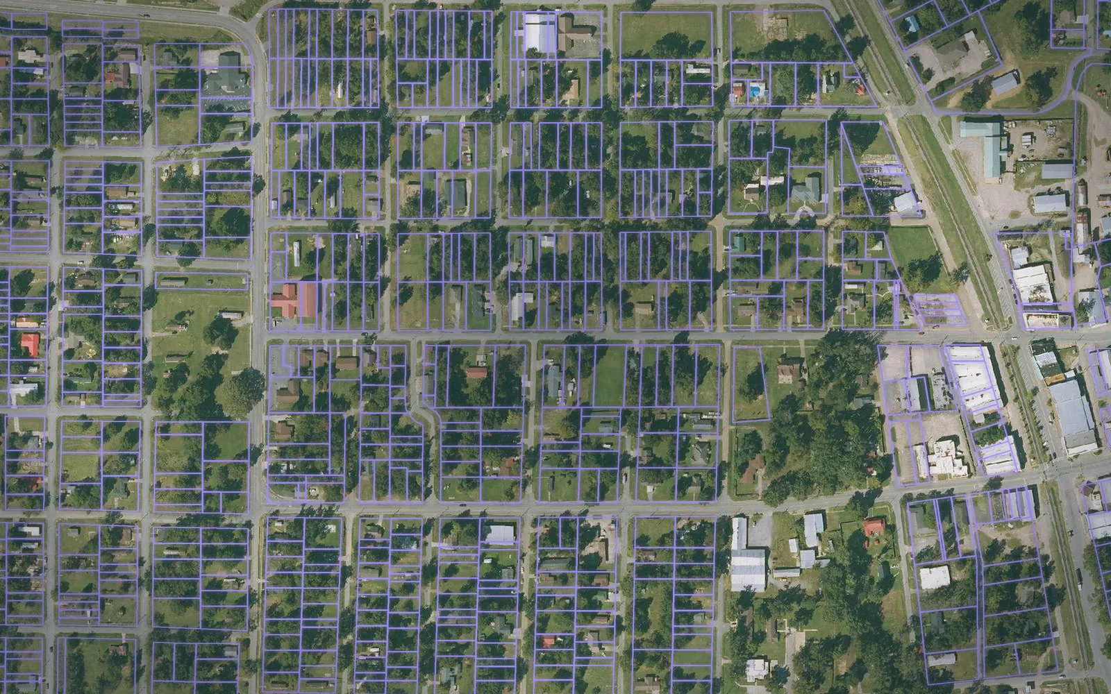 Parcel boundaries over aerial imagery of Desha County, Arkansas