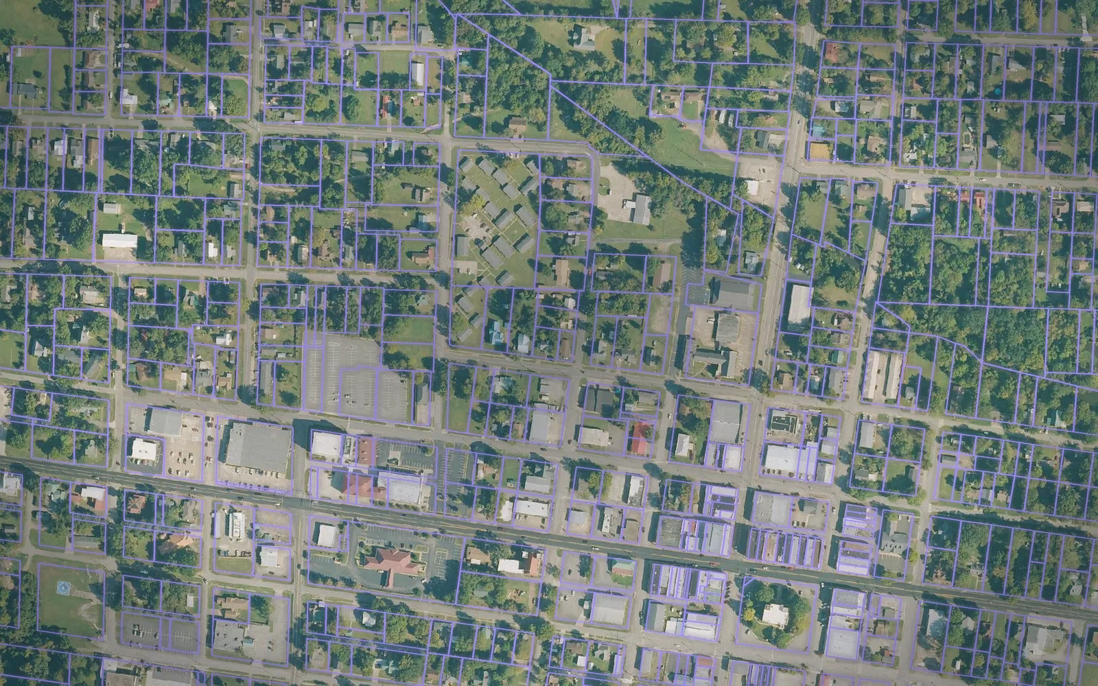 Parcel boundaries over aerial imagery of Franklin County, Arkansas