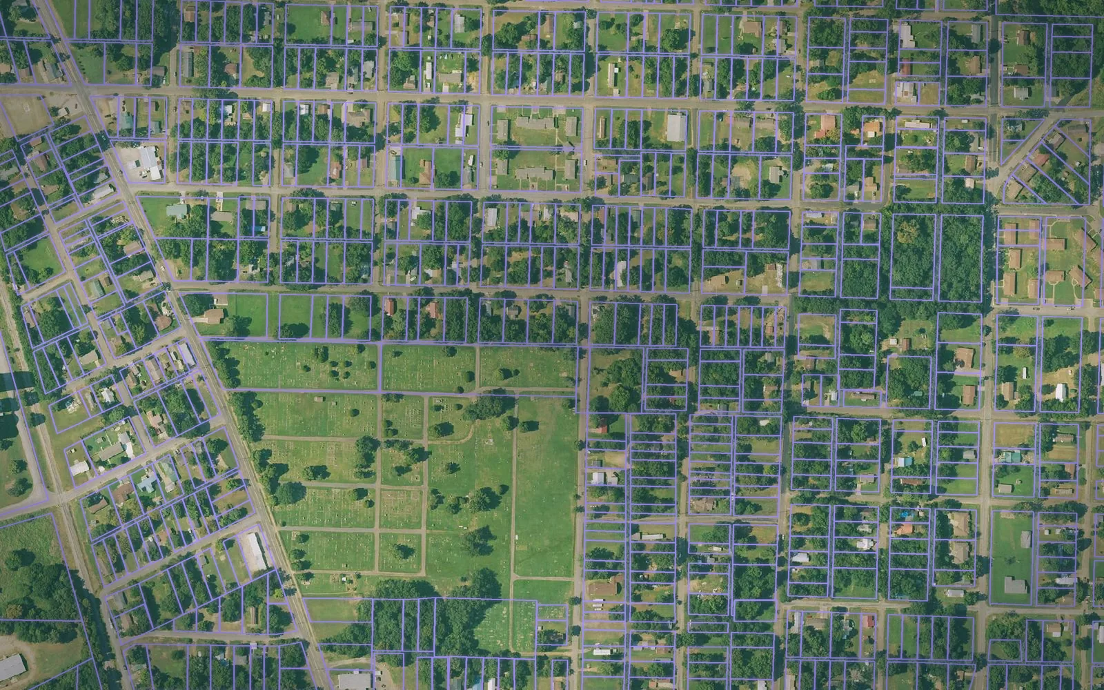 Parcel boundaries over aerial imagery of Hempstead County, Arkansas