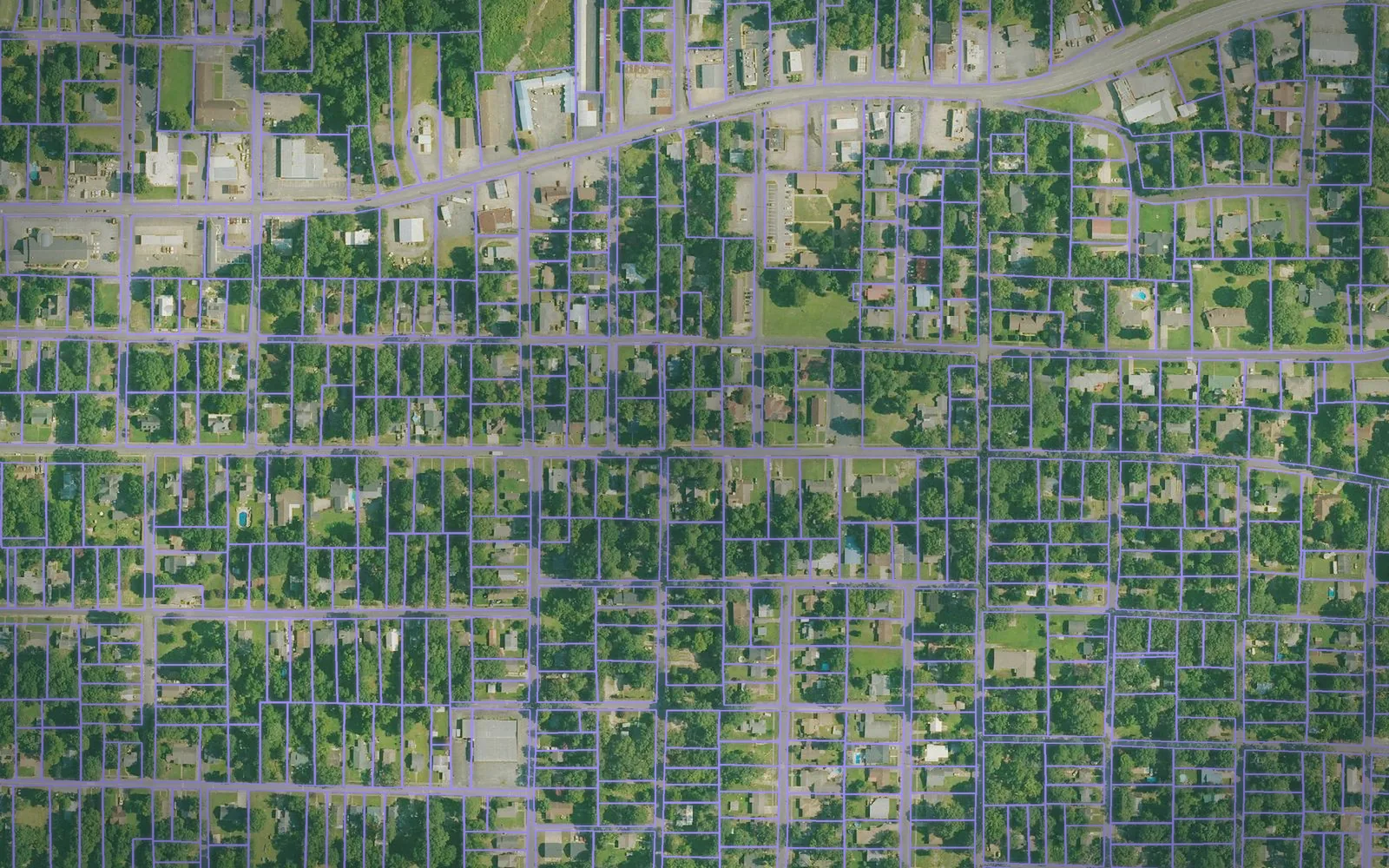 Parcel boundaries over aerial imagery of Hot Spring County, Arkansas