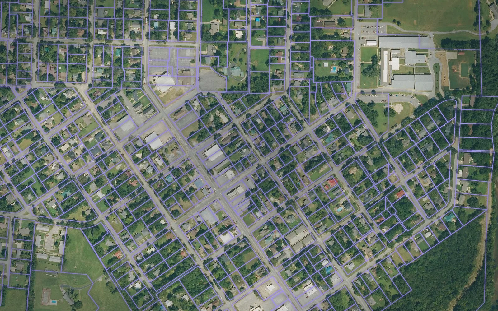 Parcel boundaries over aerial imagery of Independence County, Arkansas