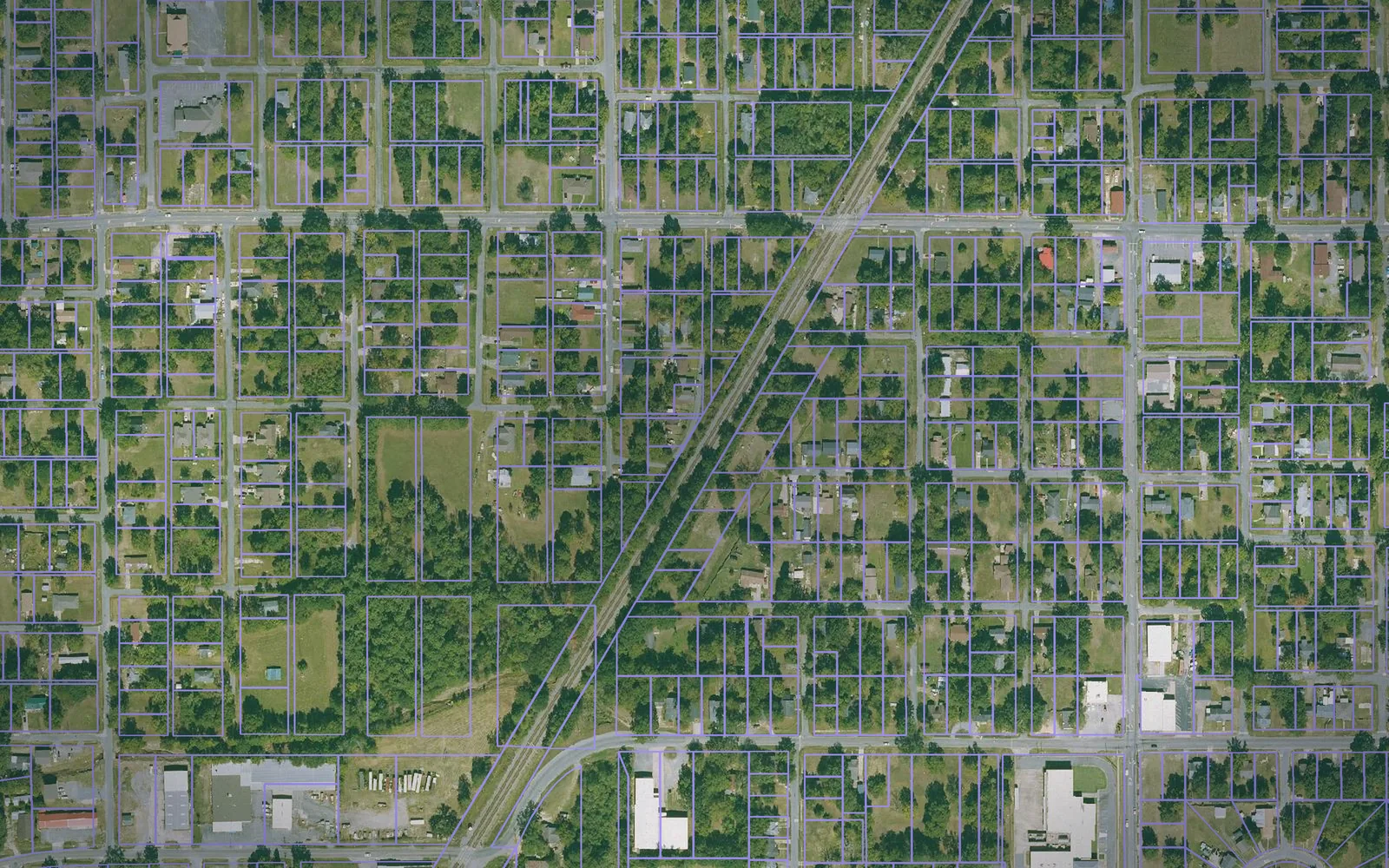 Parcel boundaries over aerial imagery of Jefferson County, Arkansas