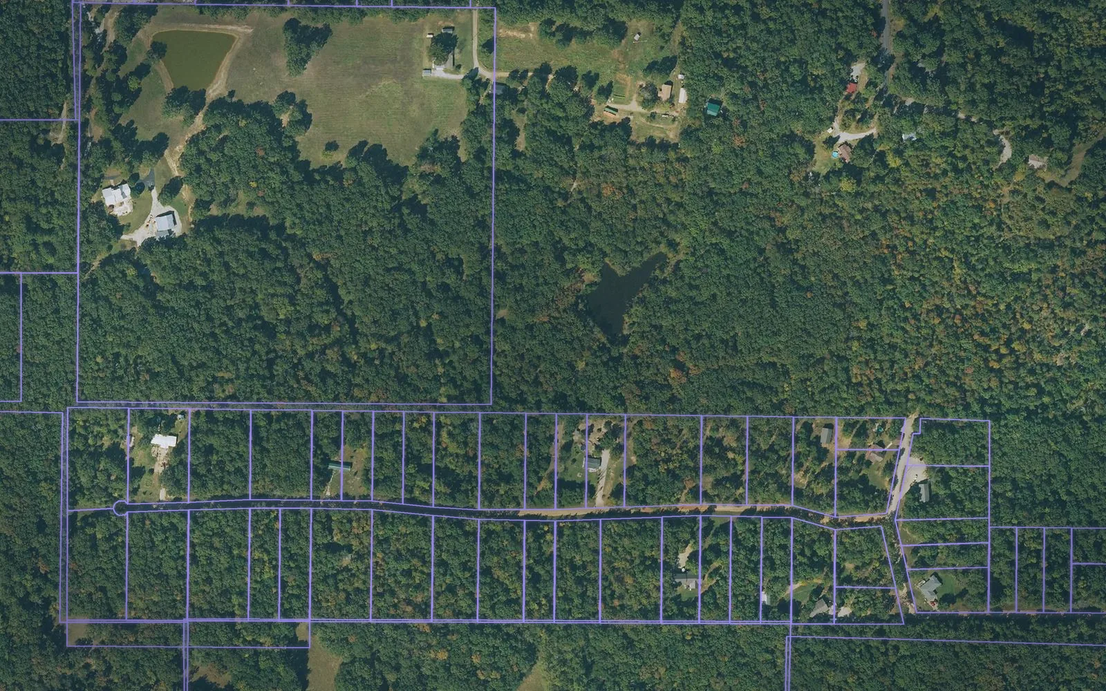 Parcel boundaries over aerial imagery of Lawrence County, Arkansas