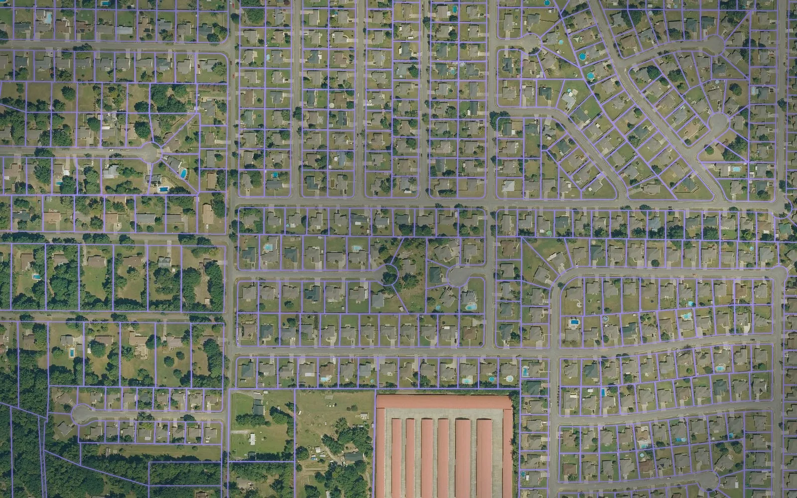Parcel boundaries over aerial imagery of Lonoke County, Arkansas