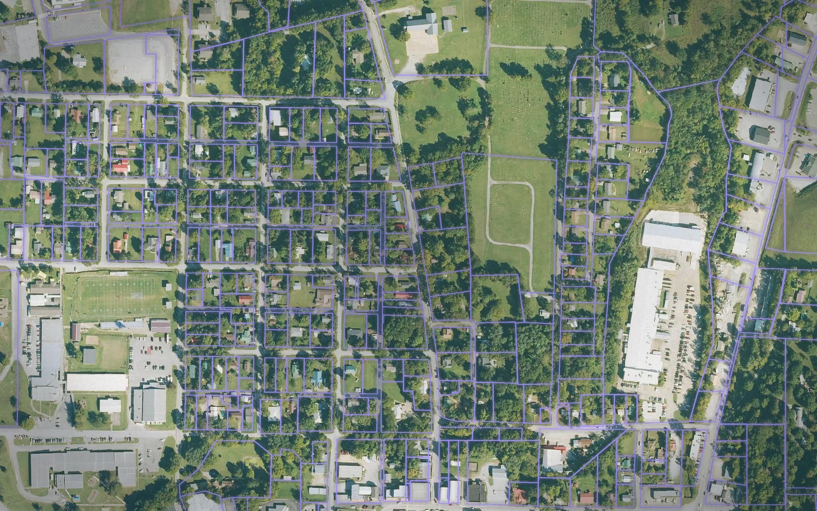 Parcel boundaries over aerial imagery of Madison County, Arkansas