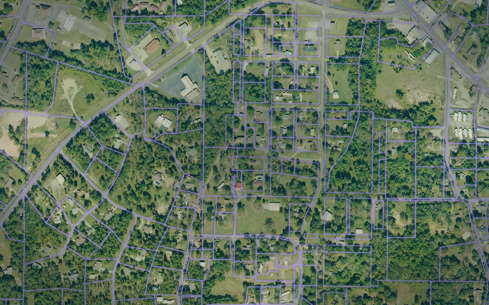Parcel boundaries over aerial imagery of Montgomery County, Arkansas