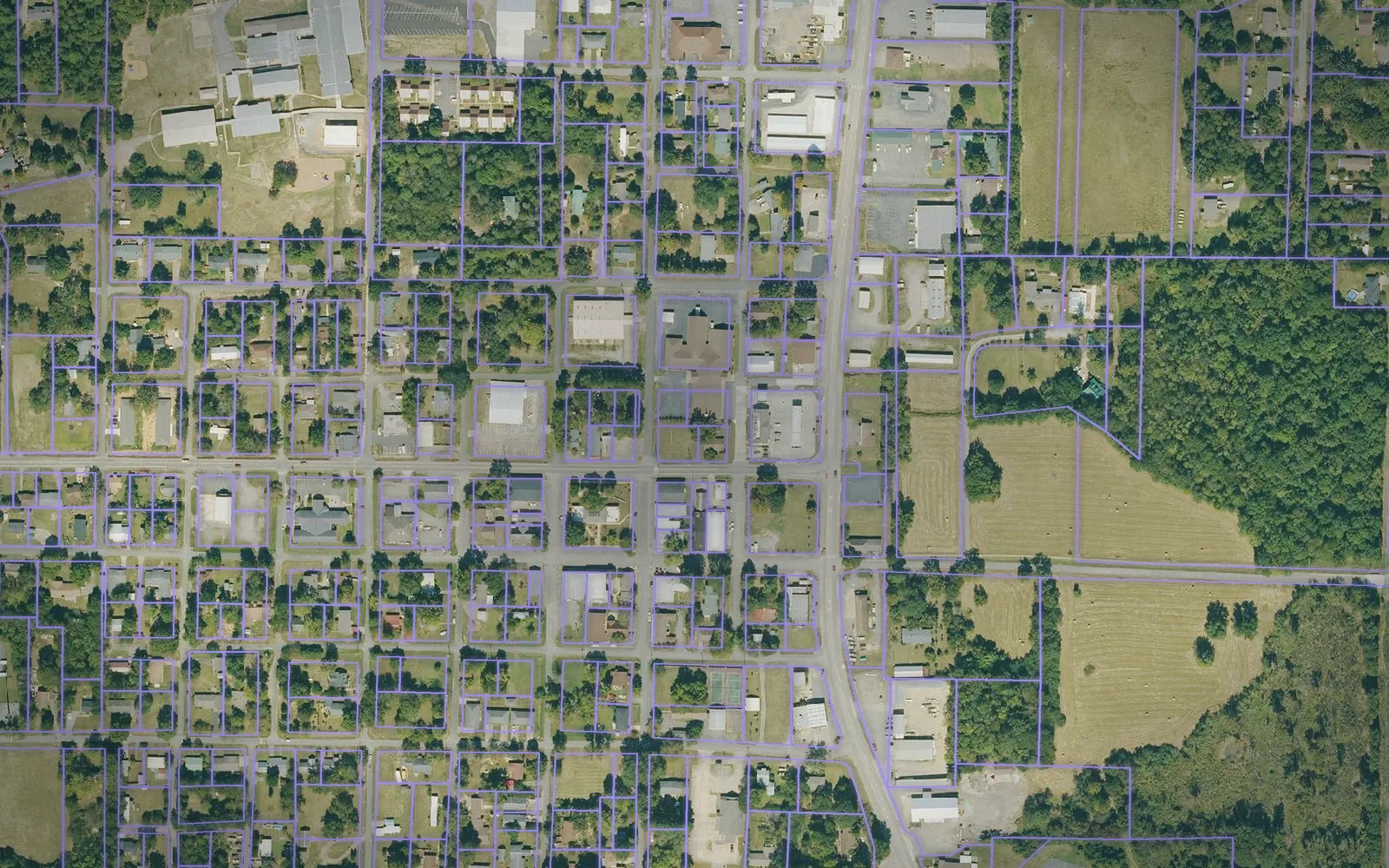 Parcel boundaries over aerial imagery of Perry County, Arkansas