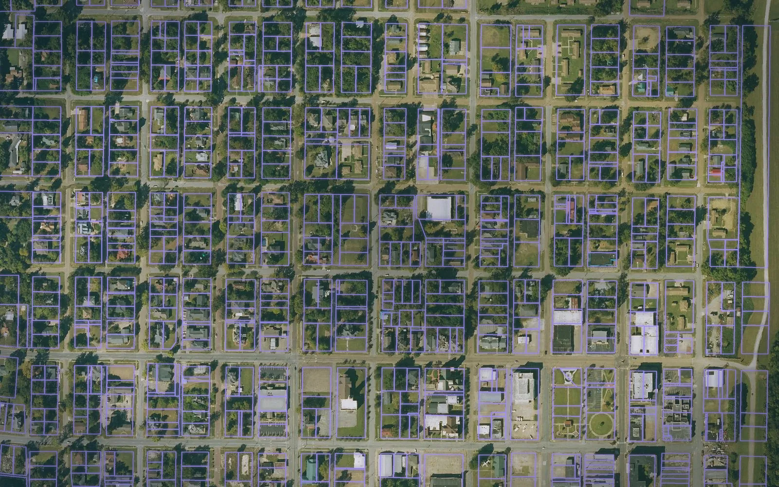 Parcel boundaries over aerial imagery of Phillips County, Arkansas