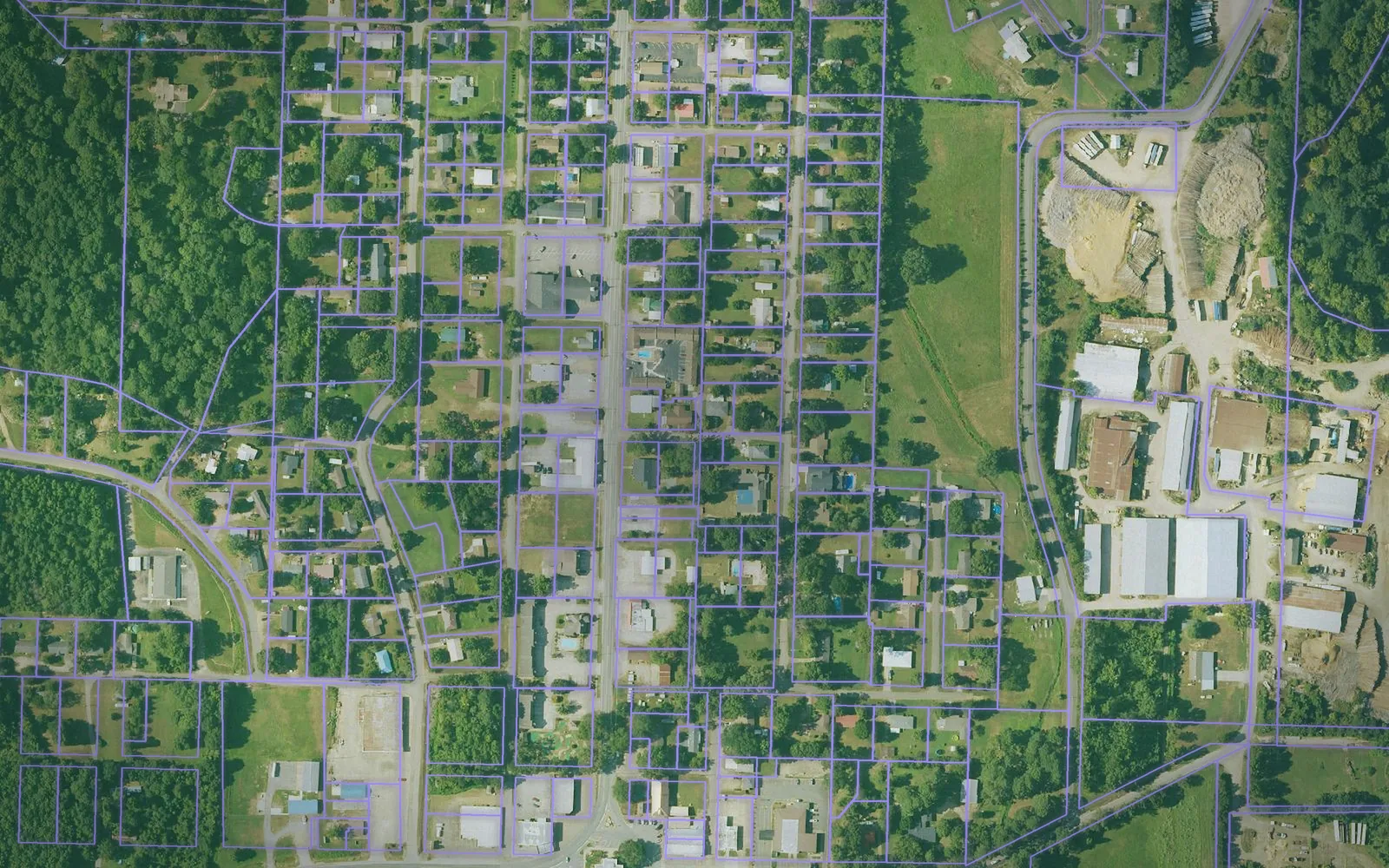 Parcel boundaries over aerial imagery of Pike County, Arkansas