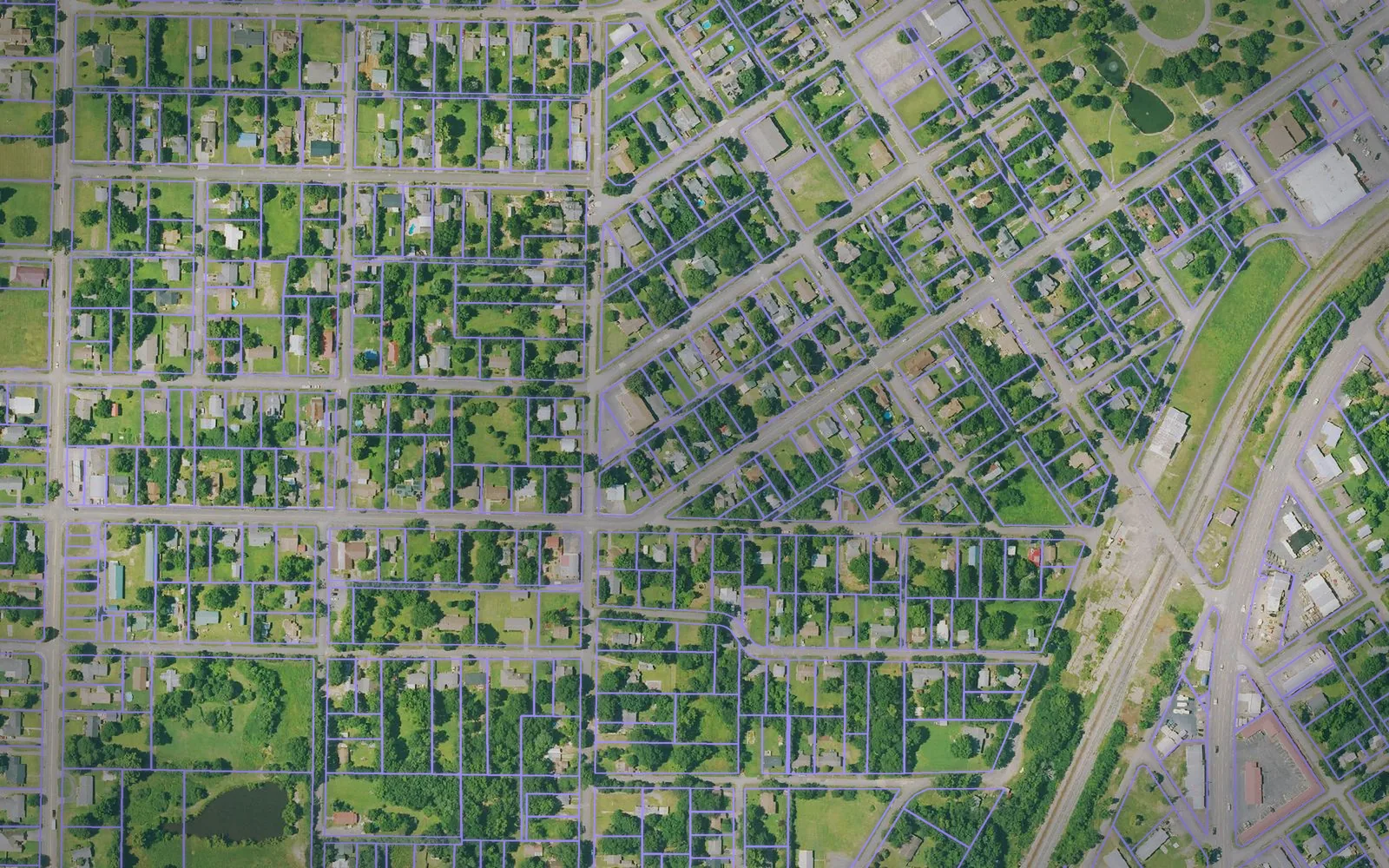 Parcel boundaries over aerial imagery of Polk County, Arkansas
