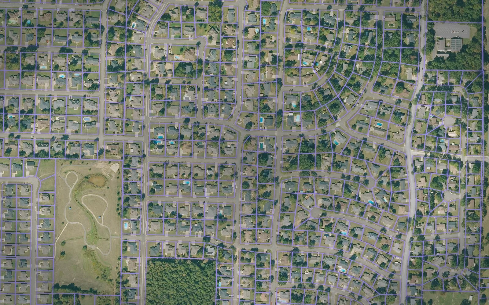 Parcel boundaries over aerial imagery of Pope County, Arkansas