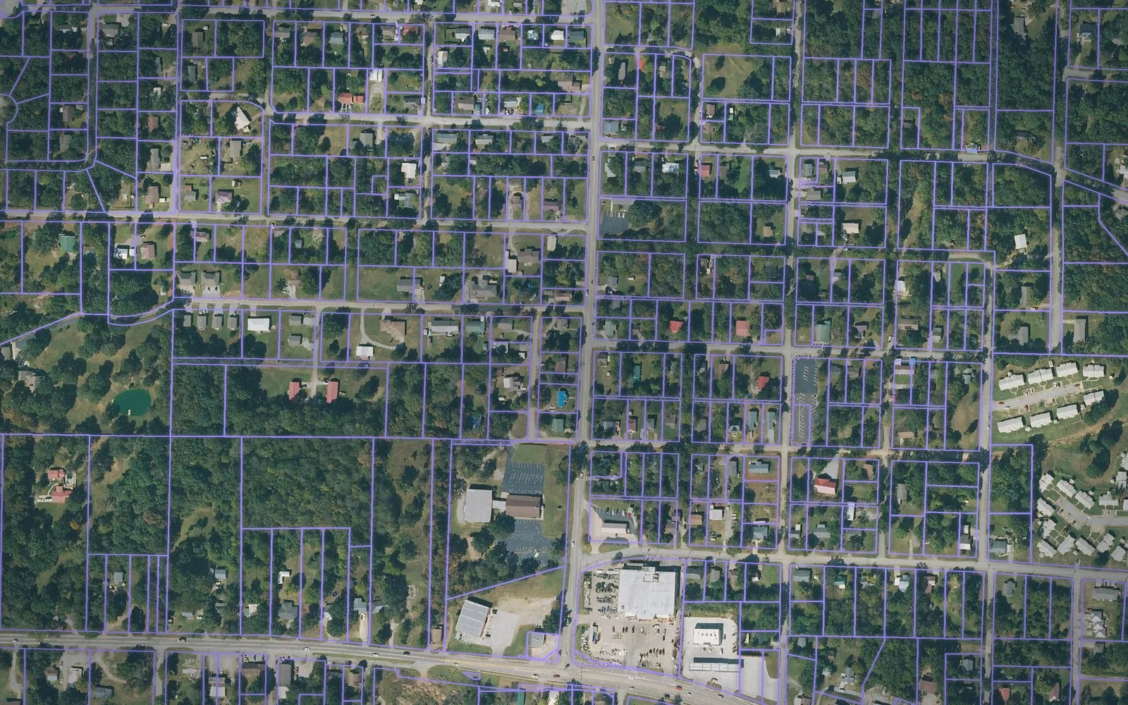Parcel boundaries over aerial imagery of Randolph County, Arkansas