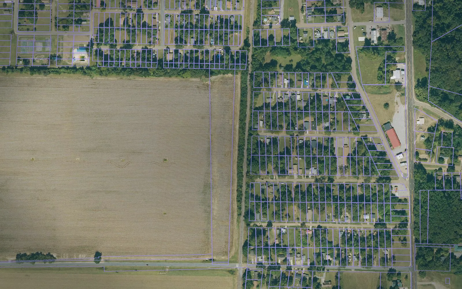 Parcel boundaries over aerial imagery of St. Francis County, Arkansas