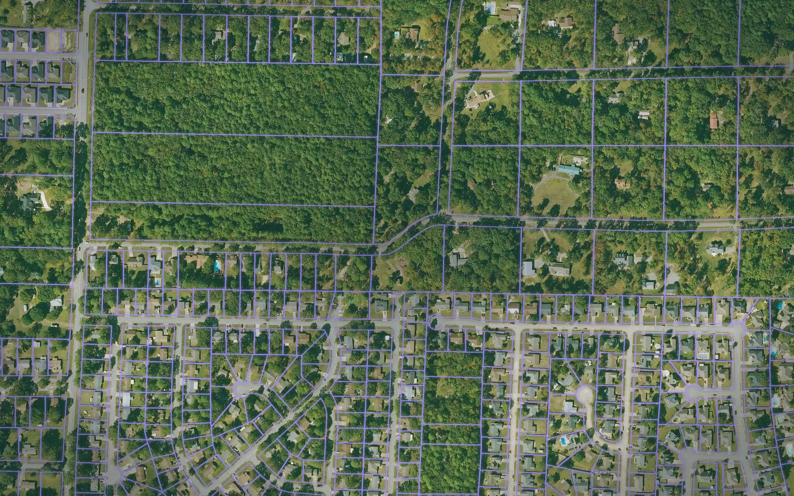 Parcel boundaries over aerial imagery of Saline County, Arkansas