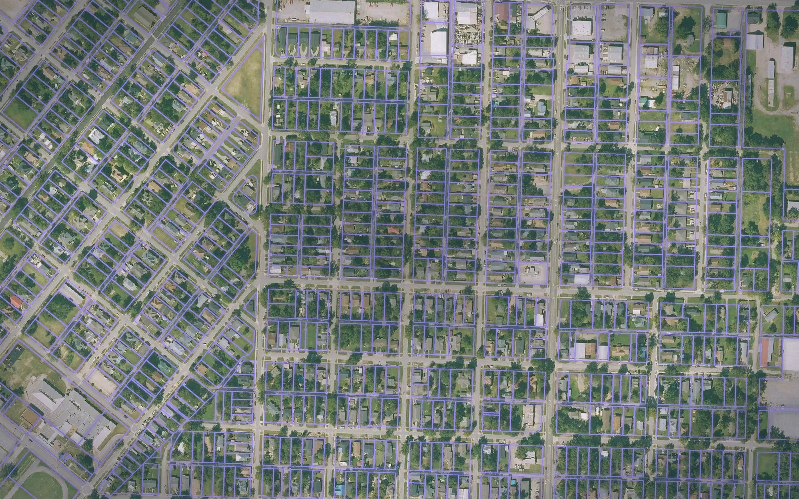 Parcel boundaries over aerial imagery of Sebastian County, Arkansas