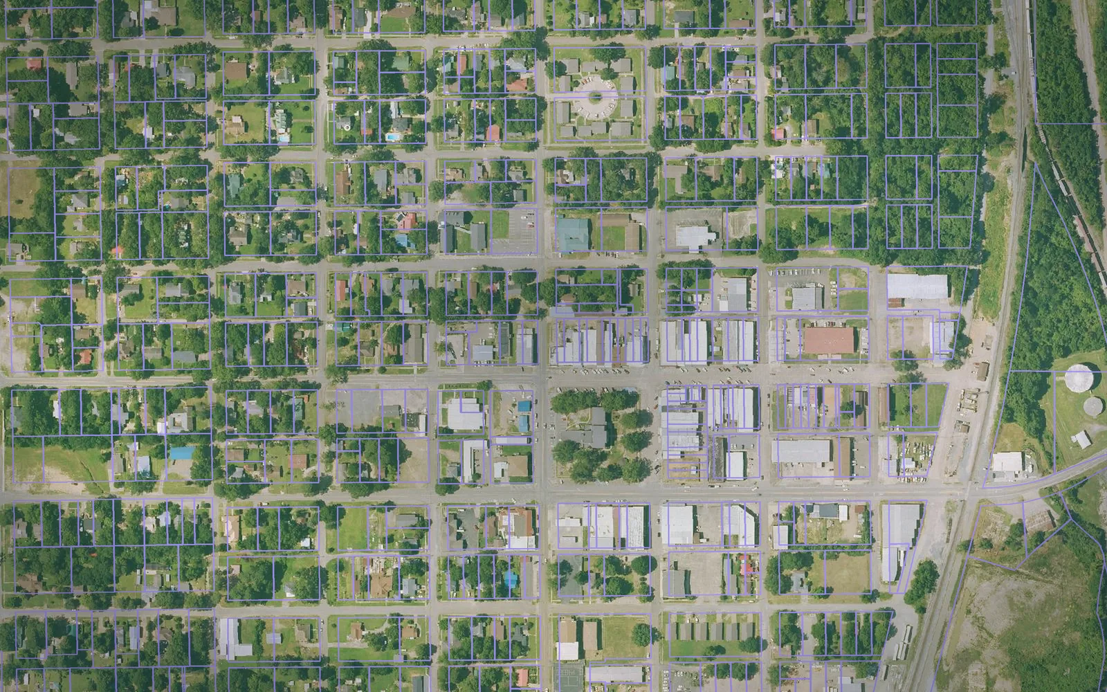 Parcel boundaries over aerial imagery of Sevier County, Arkansas