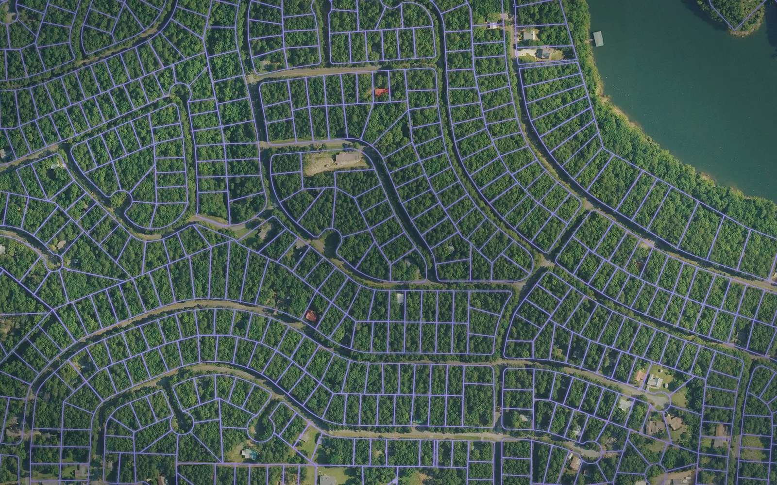 Parcel boundaries over aerial imagery of Van Buren County, Arkansas