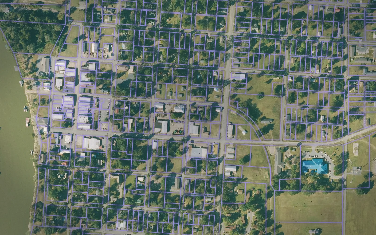Parcel boundaries over aerial imagery of Woodruff County, Arkansas