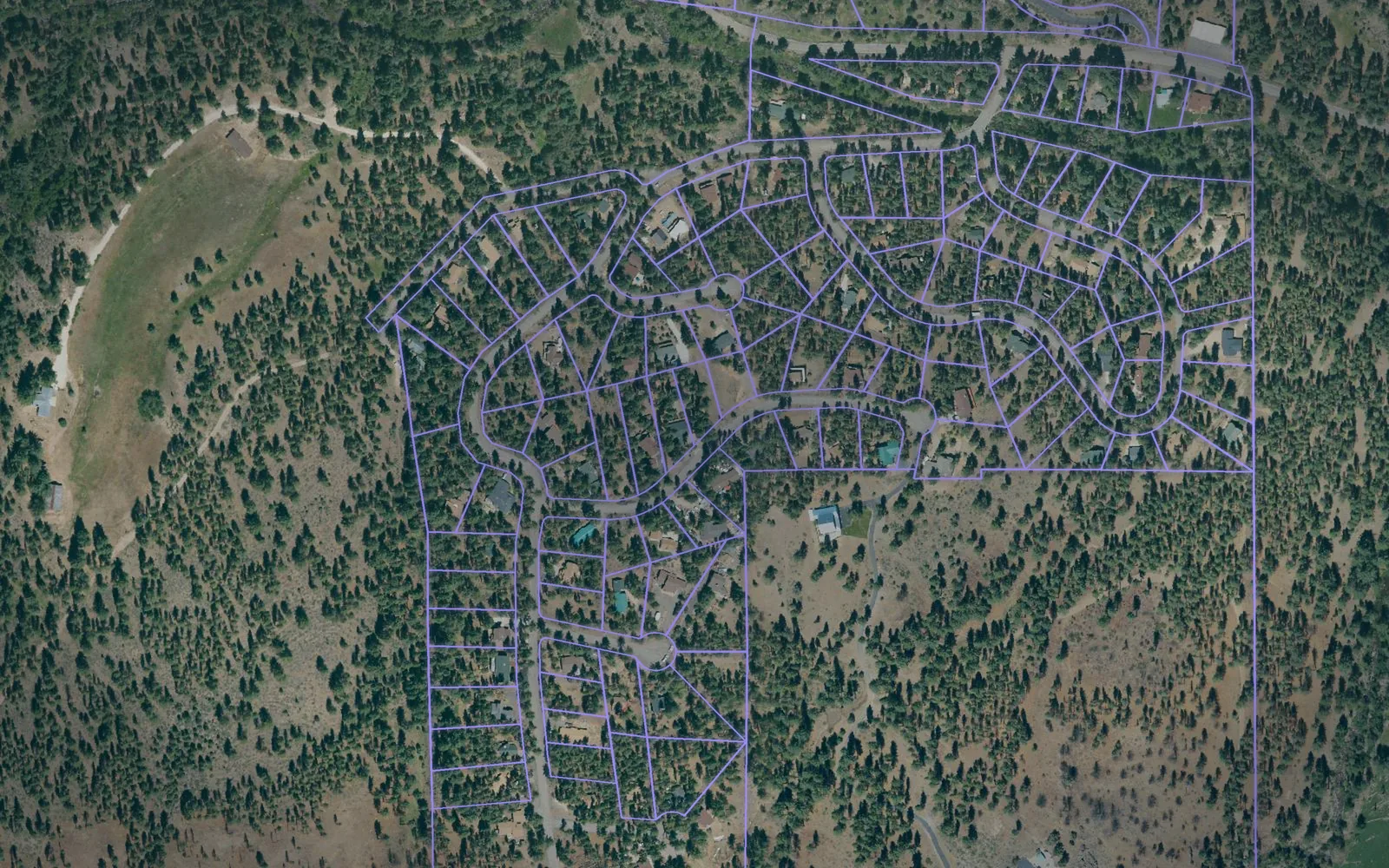 Parcel boundaries over aerial imagery of Alpine County, California