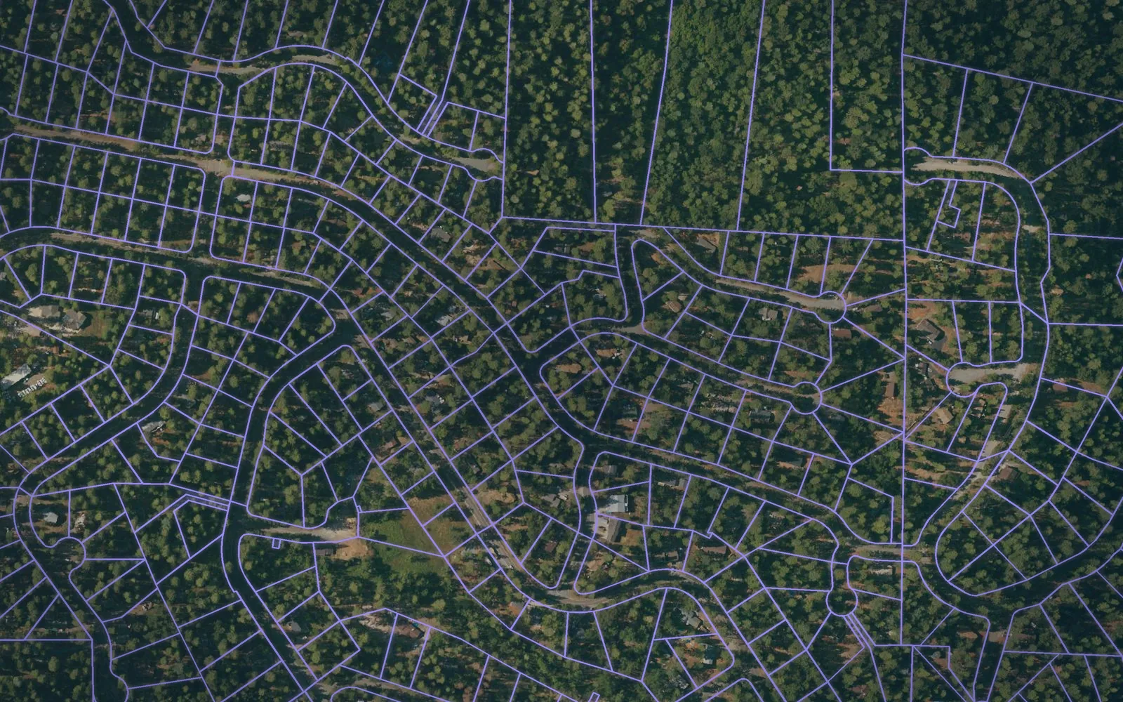 Parcel boundaries over aerial imagery of Amador County, California